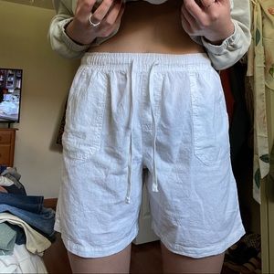 White Cotton Shorts